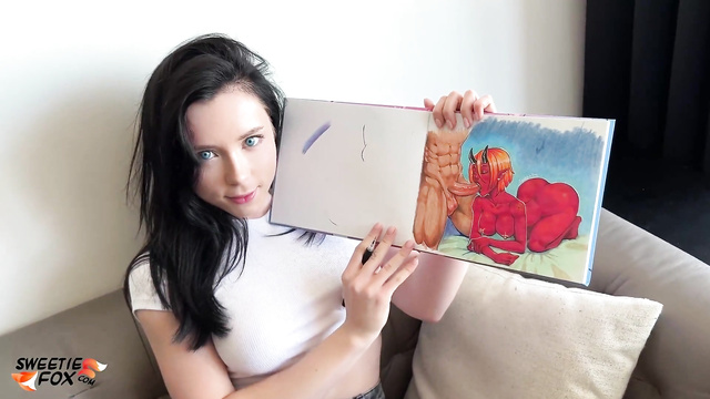 Молодая художница красиво рисует и занимается сексом